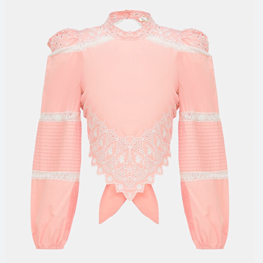 LoveShackFancy hito handkerchief buble bath pink top size M puff sleeve NEW